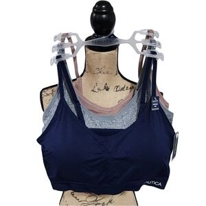 Nautica 3pk active athletic workout lounge bras bralettes plus size‎ 2X new!
